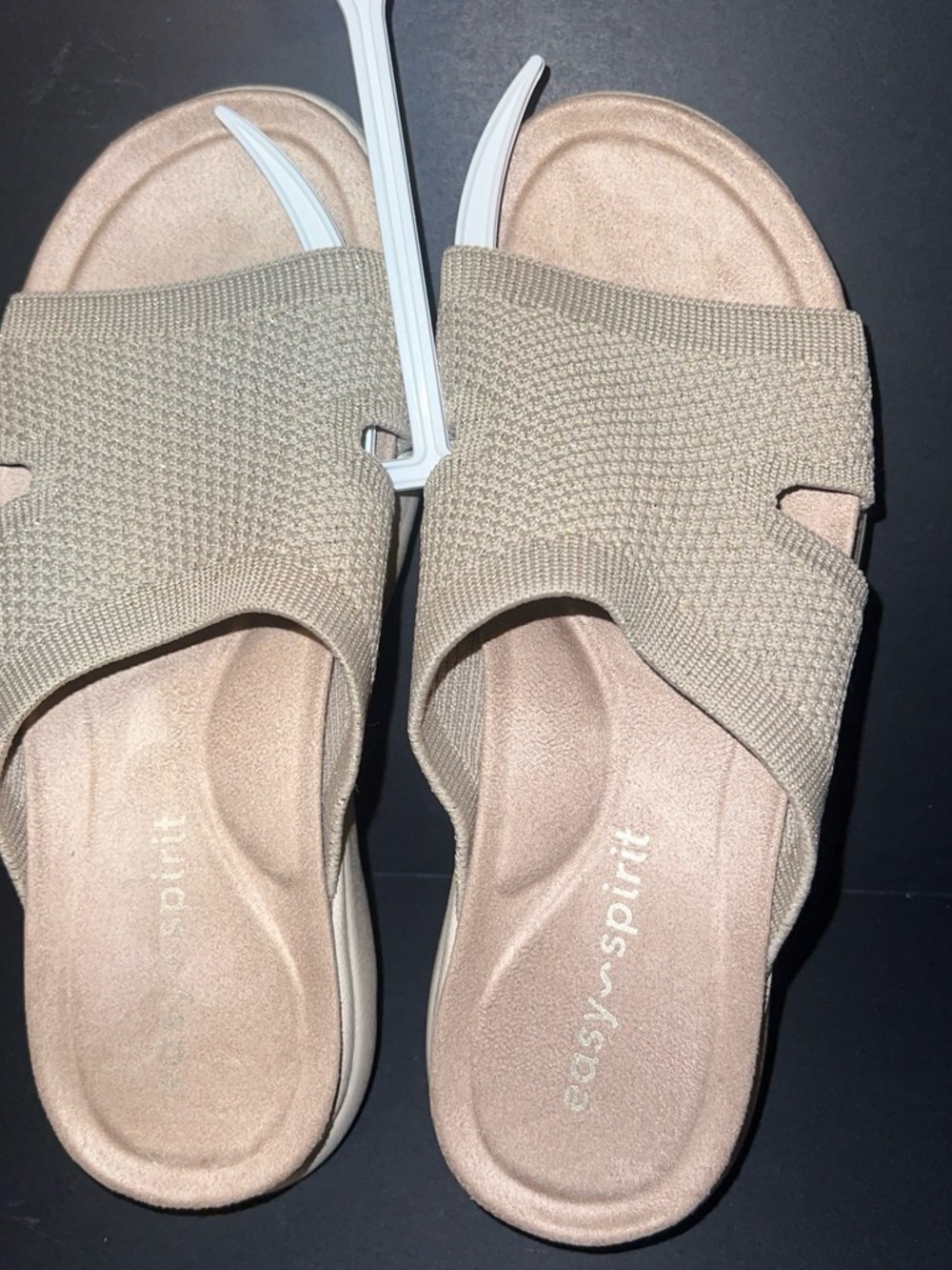 Easy Spirit Women's Neutral Knit Slide Sandals - Taupe